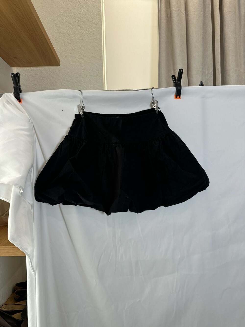 American Eagle Black Smocked Bubble Mini Skirt Size M